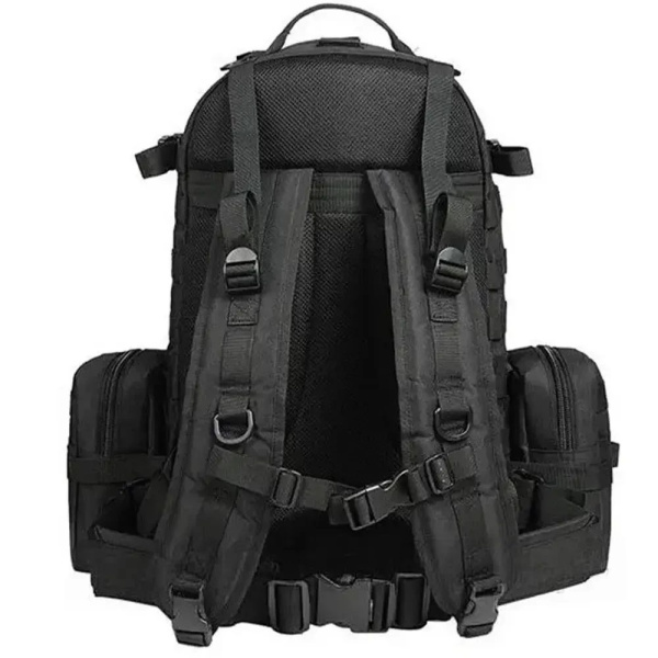 Фото Чемоданы / Сумки/ Рюкзаки Тактический рюкзак с подсумками на 55л B08 (55х40х25 см), Черный / Туристический мужской рюкзак с системой Молли