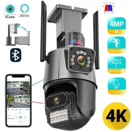 Фото Электроника Уличная охранная поворотная камера WI-FI камера V380-V21 8MP сирена