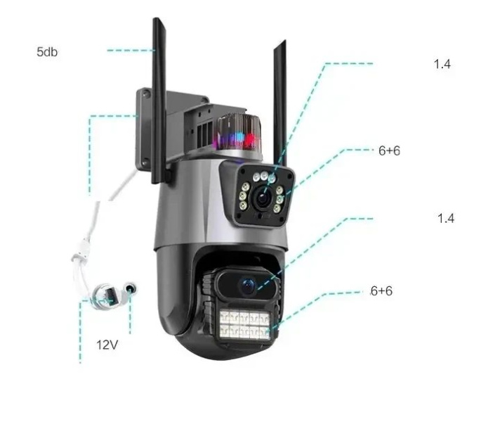 Фото Электроника Уличная охранная поворотная камера WI-FI камера V380-V21 8MP сирена