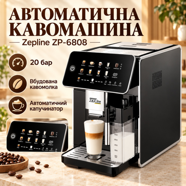Фото Все для кухни Кофемашина Zepline ZP-6808 автоматическая 1500 Вт 20 Бар для эспрессо капучино